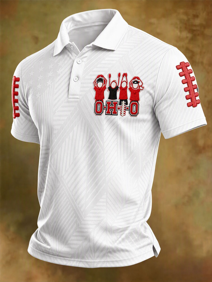 Men'S Retro Rugby Collar Polo T-Shirt