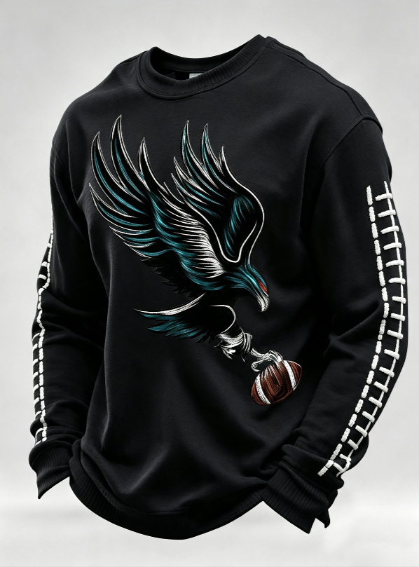 Men'S Football Game Print Waffle Sweatshirt