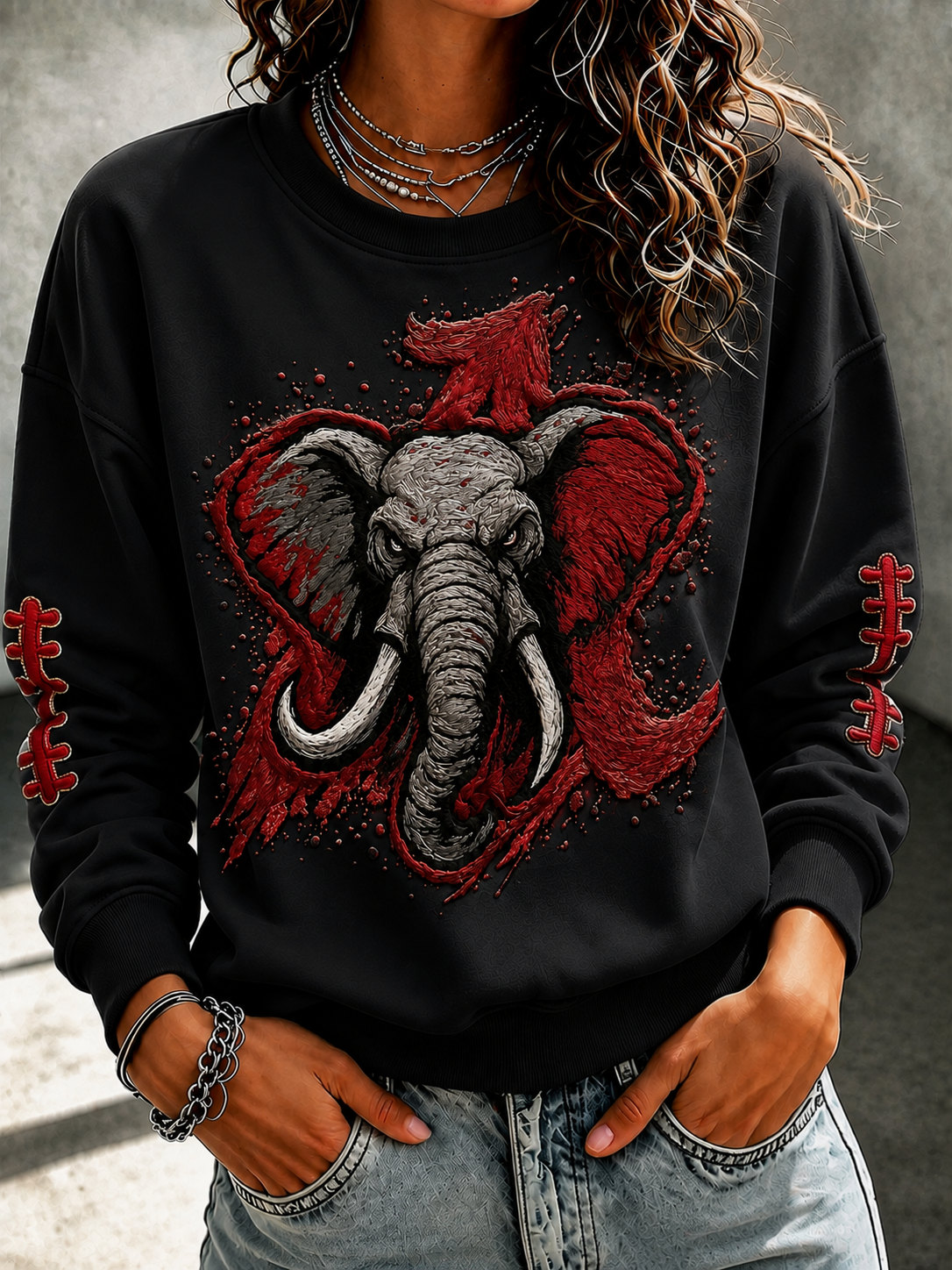 Women'S Rugby Printed Round Neck T-Shirt