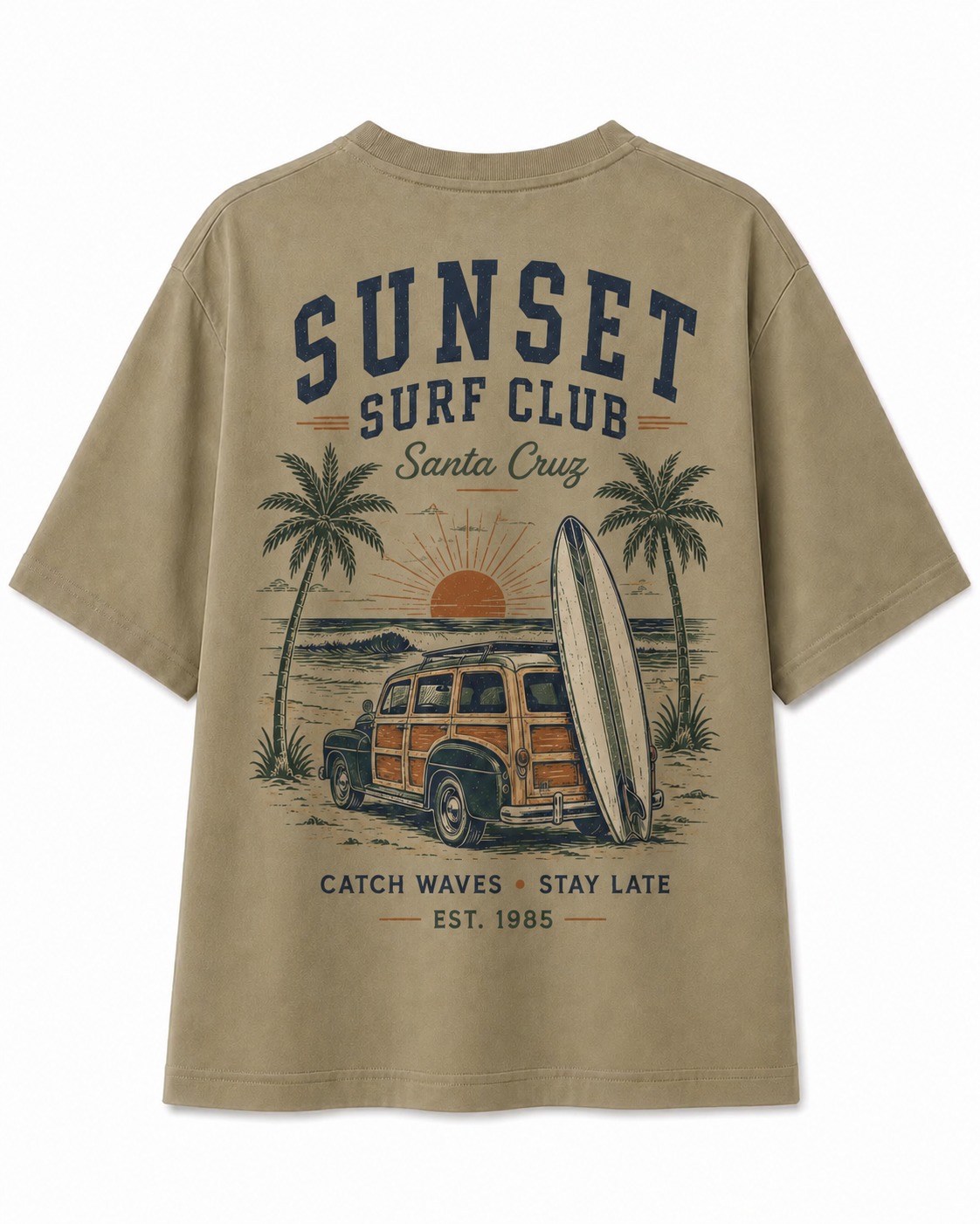 Sunset Surf Club V-Neck Tee