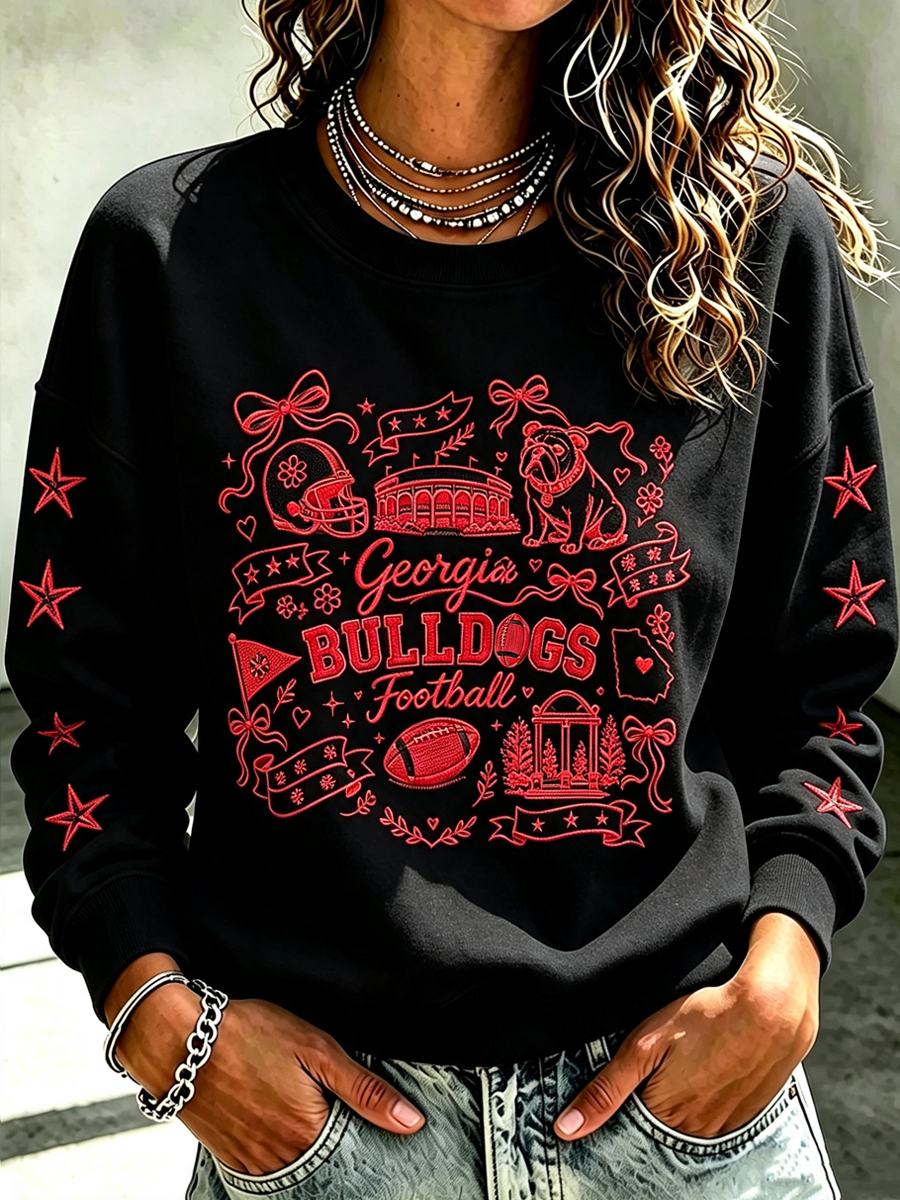 Women'S Retro Football Round Neck Sports Shirt