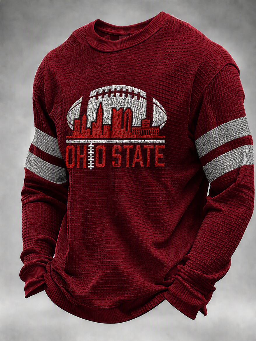 Men'S Football Game Printed Waffle Sweatshirt