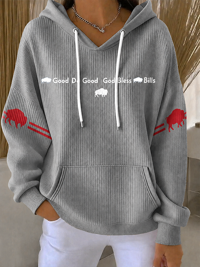 Women'S Football Casual Printed Hoodie