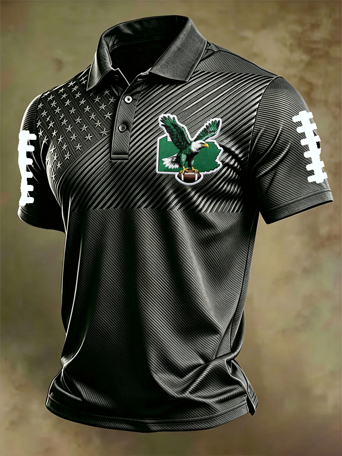 Men'S Football Print Polo T-Shirt