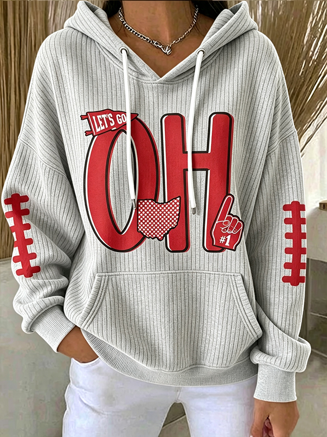 Ladies' Rugby Printed Hooded Sweatshirt