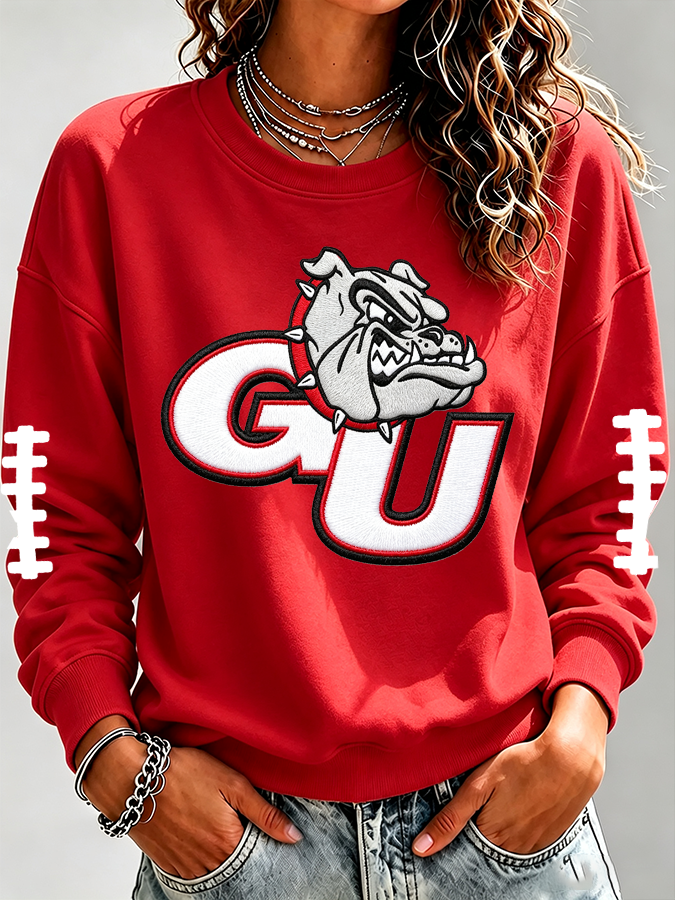 Women'S Retro Football Round Neck Sports Shirt