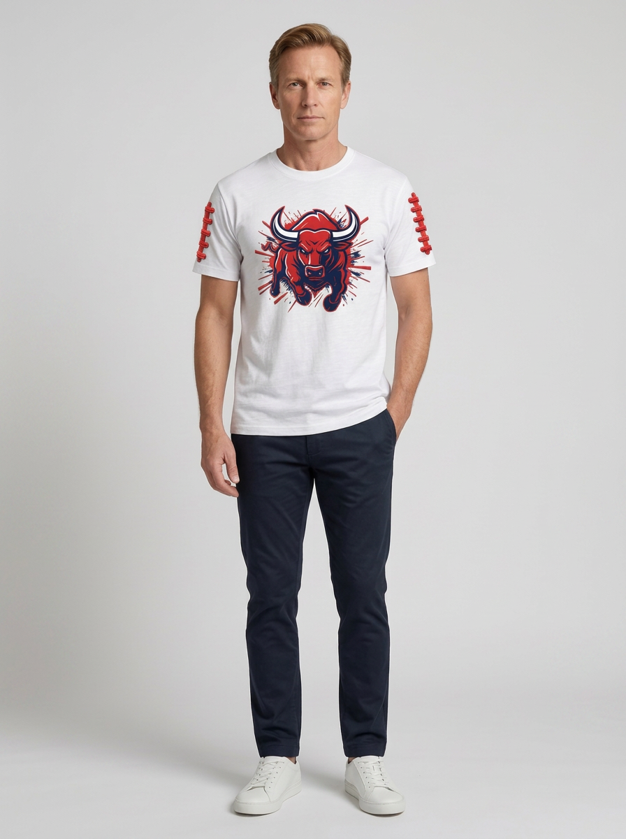 Men's Houston Texans Football Bull Graphic Printed T-shirt