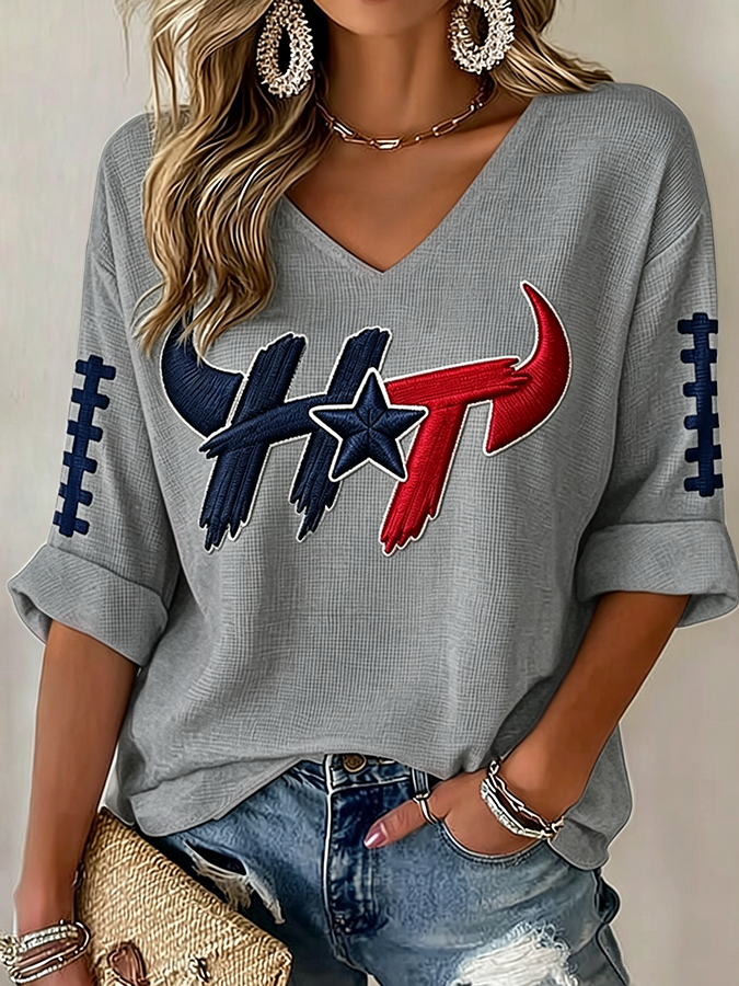 Women'S Football Casual Printed Top