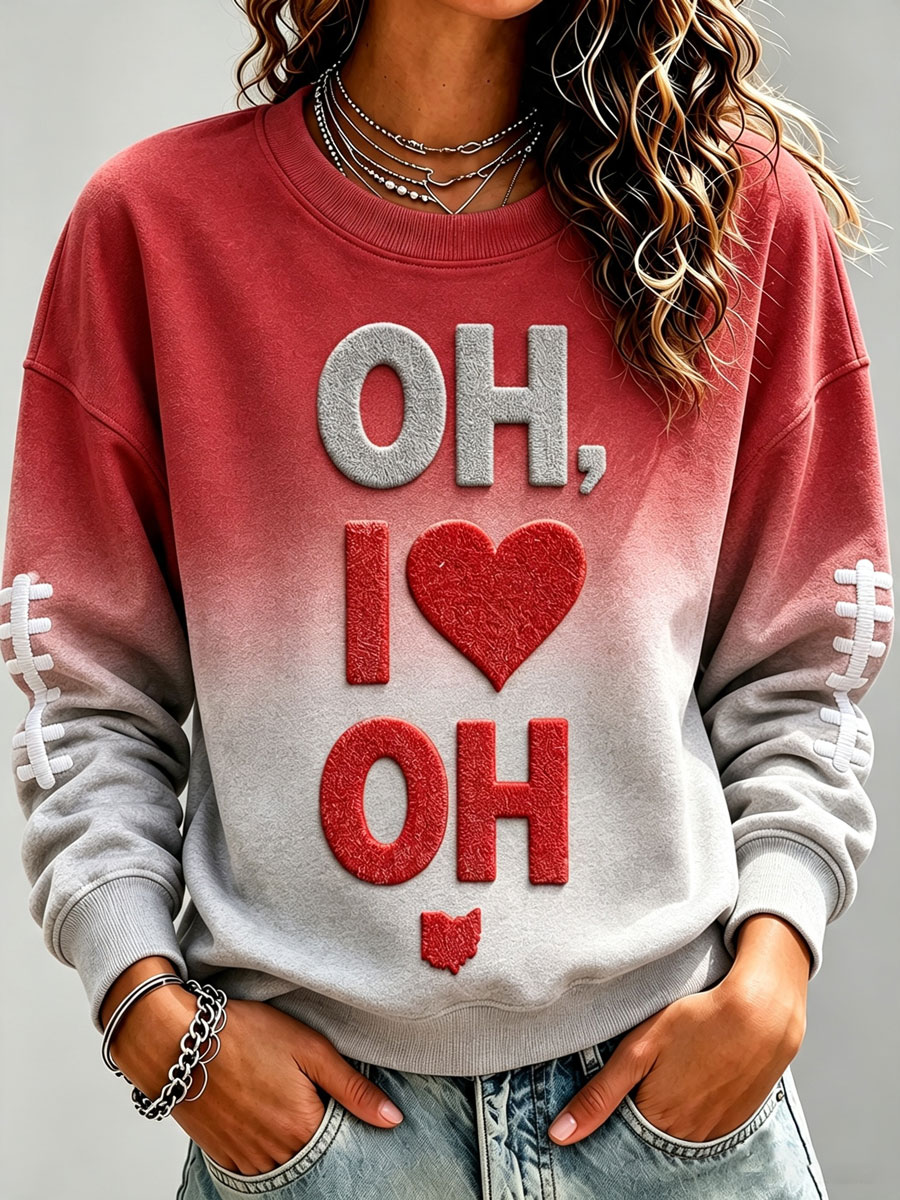 Ladies' Rugby Printed Round Neck T-Shirt