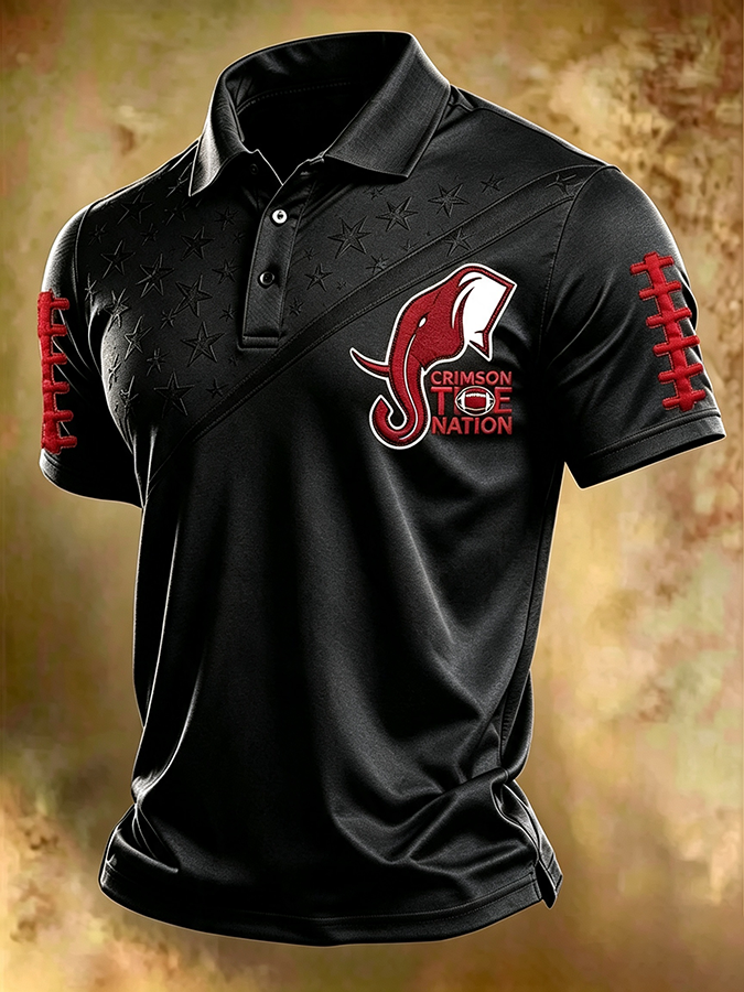 Men'S Retro Rugby Collar Polo T-Shirt