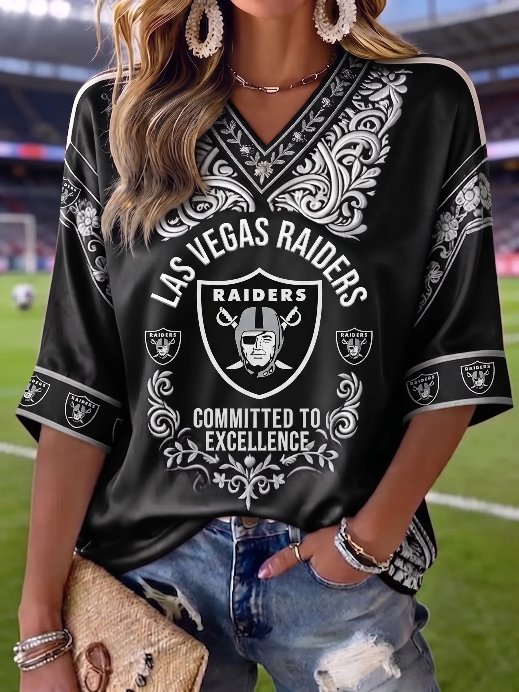 Women's Casual Football Print Top