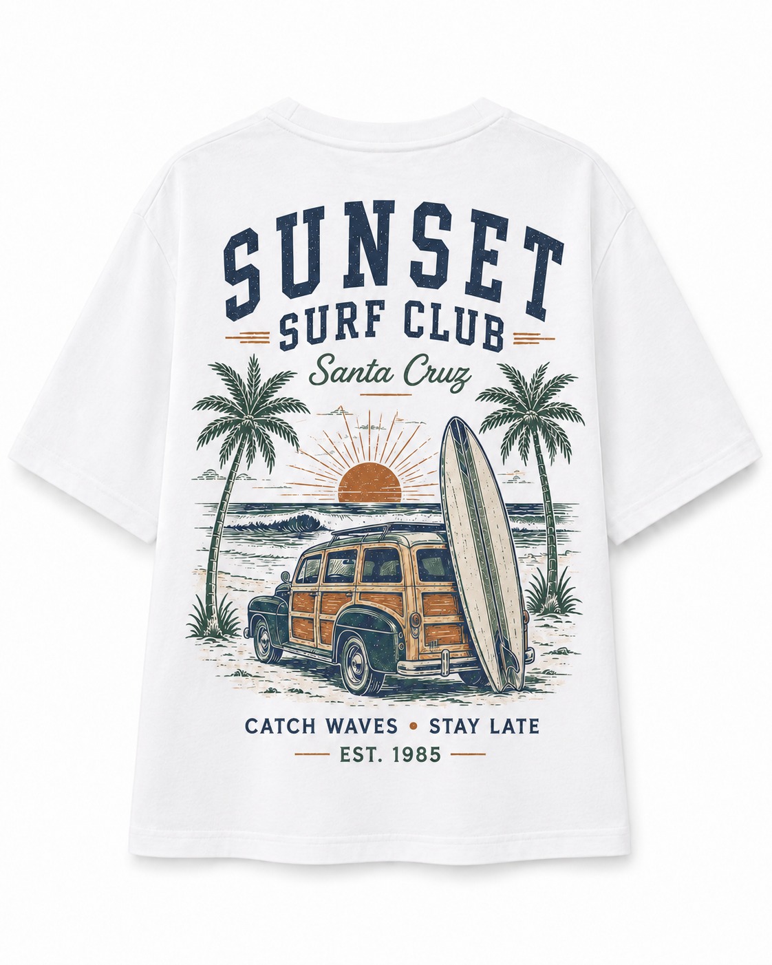 Sunset Surf Club V-Neck Tee