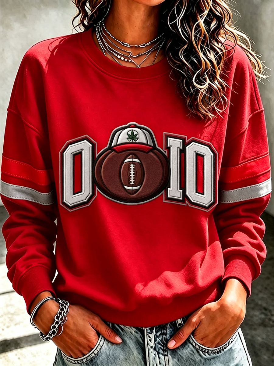 Ladies' Rugby Printed Round Neck T-Shirt