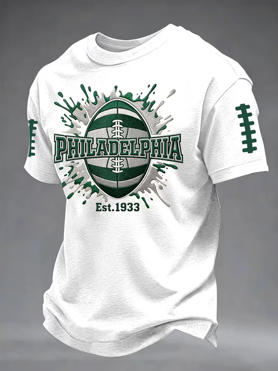 Men'S Football Print Short-Sleeve T-Shirt