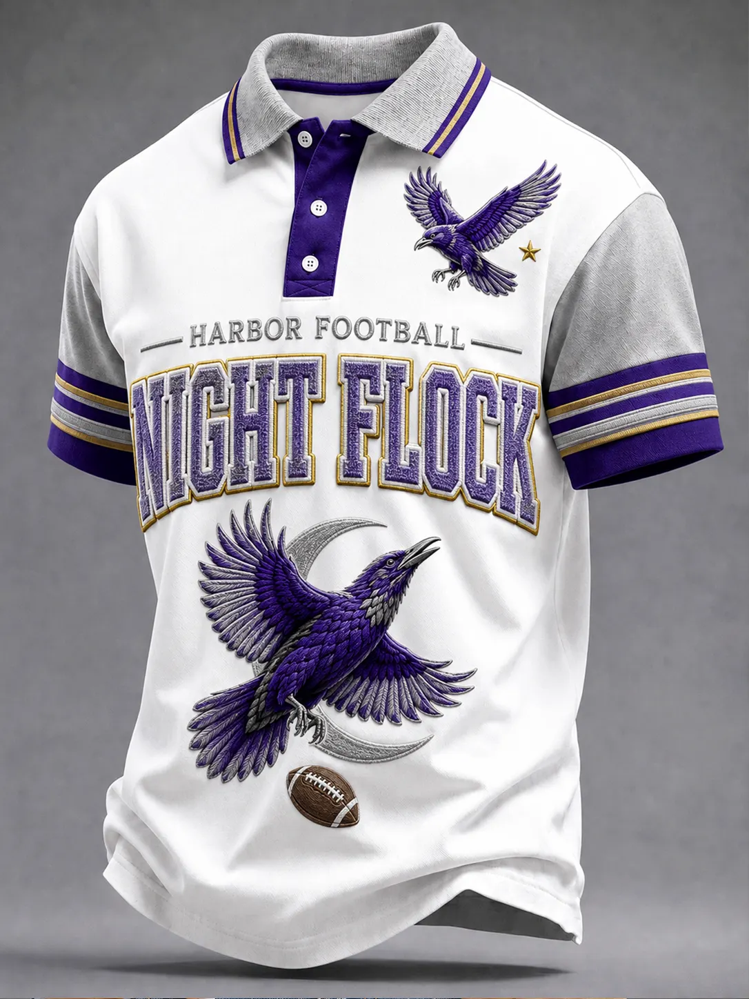 Men's Casual Classic Football Club Graphic Polo Top