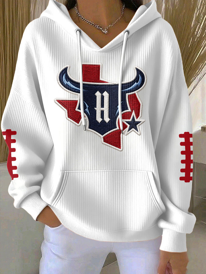 Women'S Football Print Hooded Sweatshirt