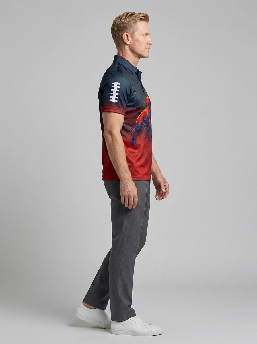 Men's Houston Texans Football Bull Printed Polo Shirt