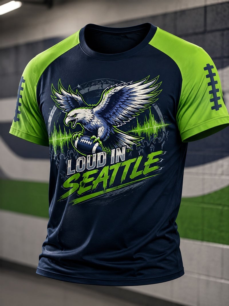 Men’s Loud in Seattle Eagle Football Graphic T-Shirt