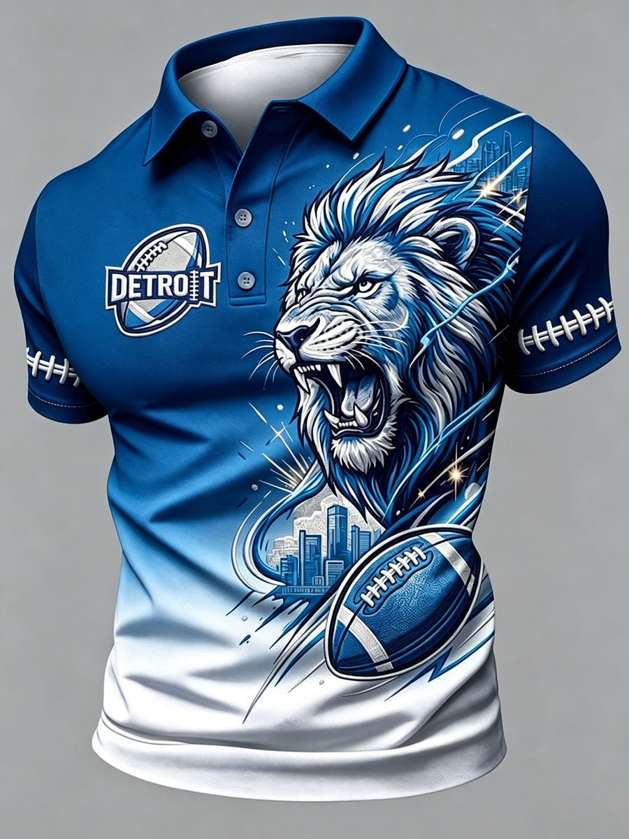 Men'S Football Fan Printed Polo Shirt