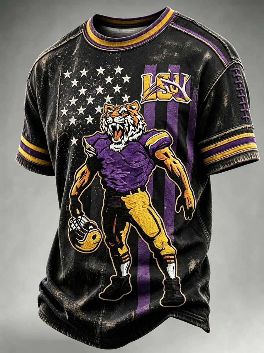 Men's Football Printed Round Neck T-Shirt