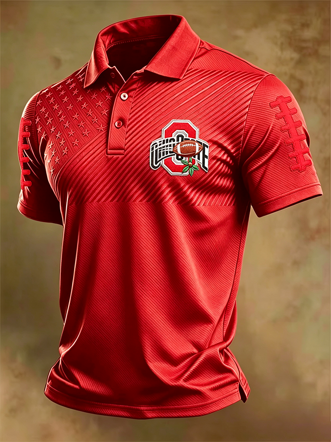 Men'S Retro Rugby Collar Polo T-Shirt