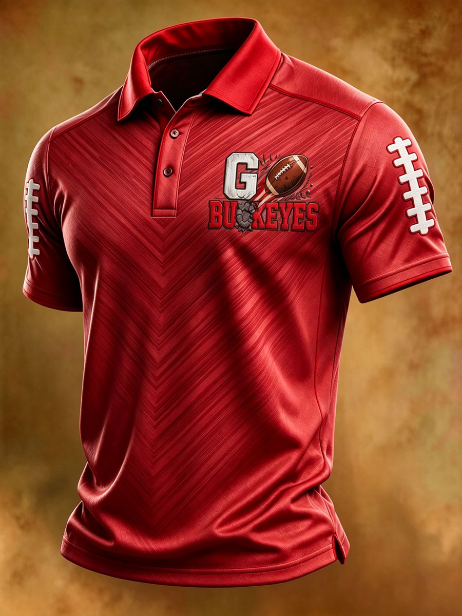 Men'S Retro Rugby Collar Polo T-Shirt