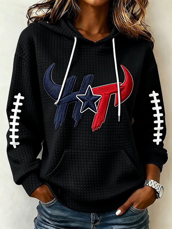 Women'S Football Printed Checkered Hoodie