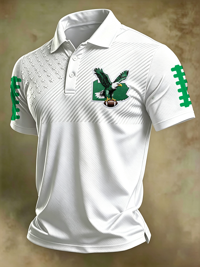 Men'S Football Print Polo T-Shirt