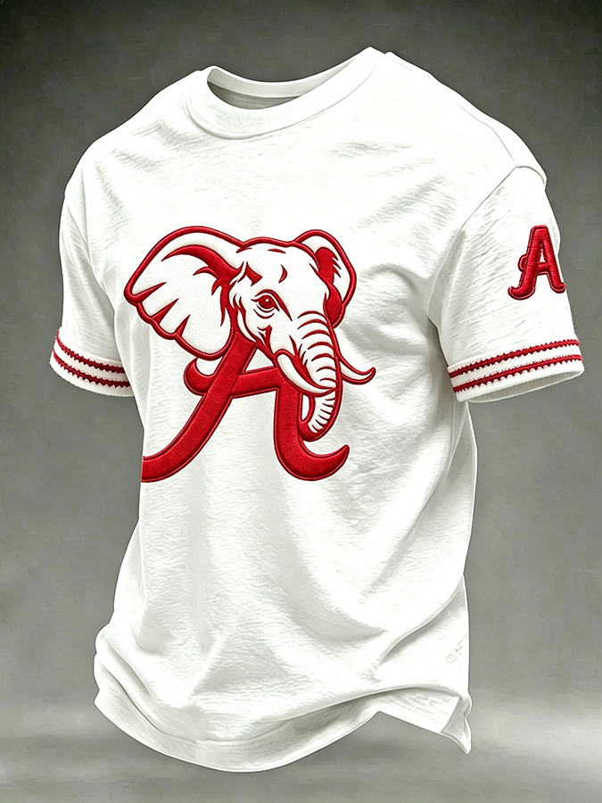 Men'S Rugby Printed Round Neck T-Shirt