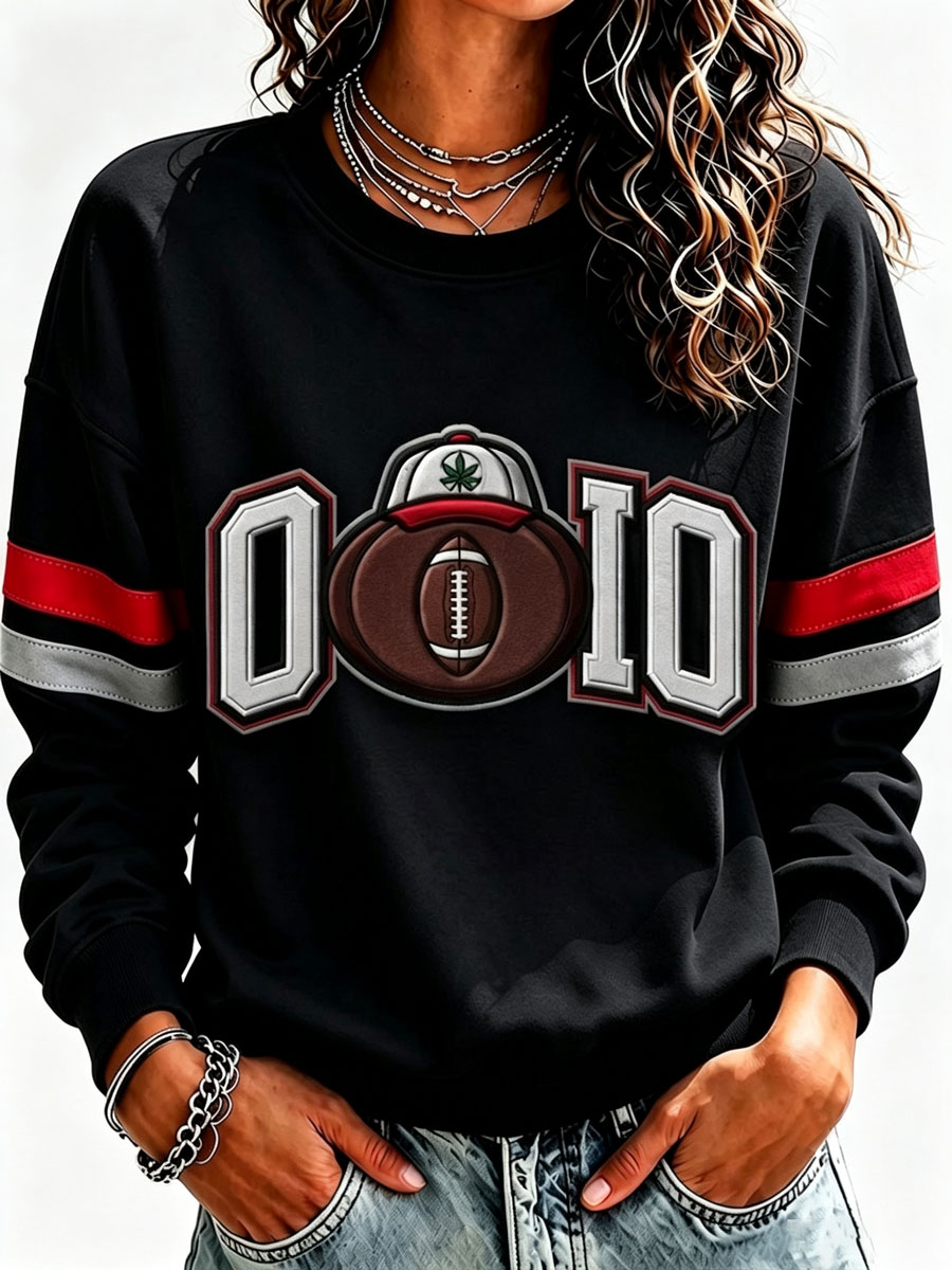Ladies' Rugby Printed Round Neck T-Shirt