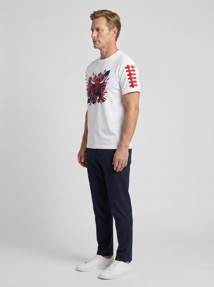 Unisex Houston Texans Football Bull Graphic Printed T-shirt