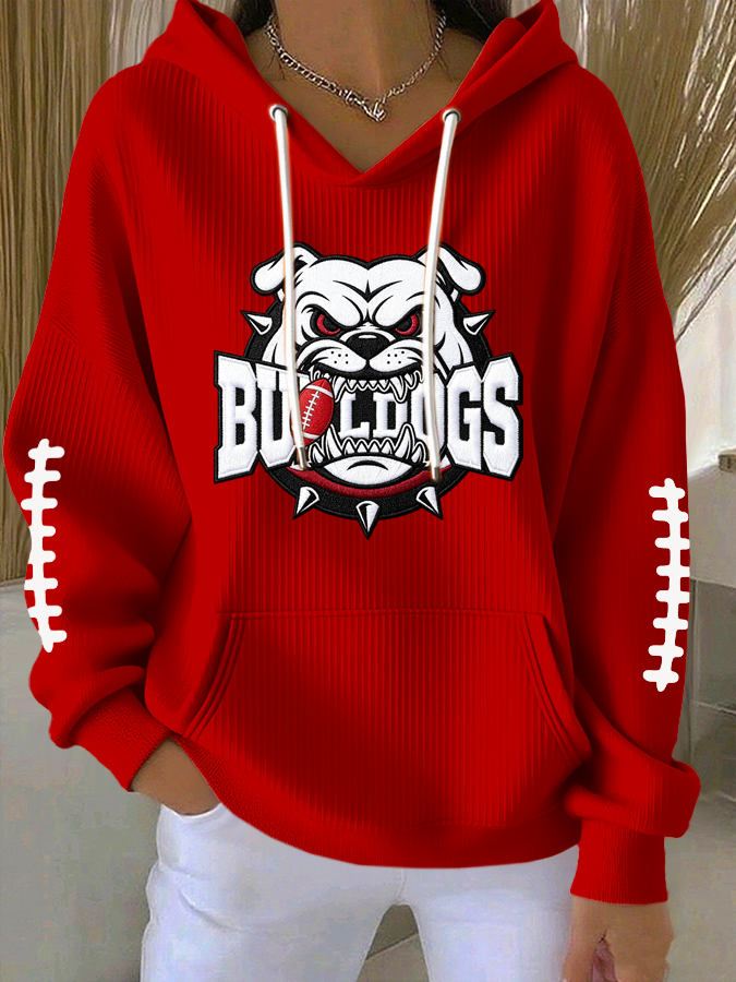 Women'S Football Print Hooded Sweatshirt