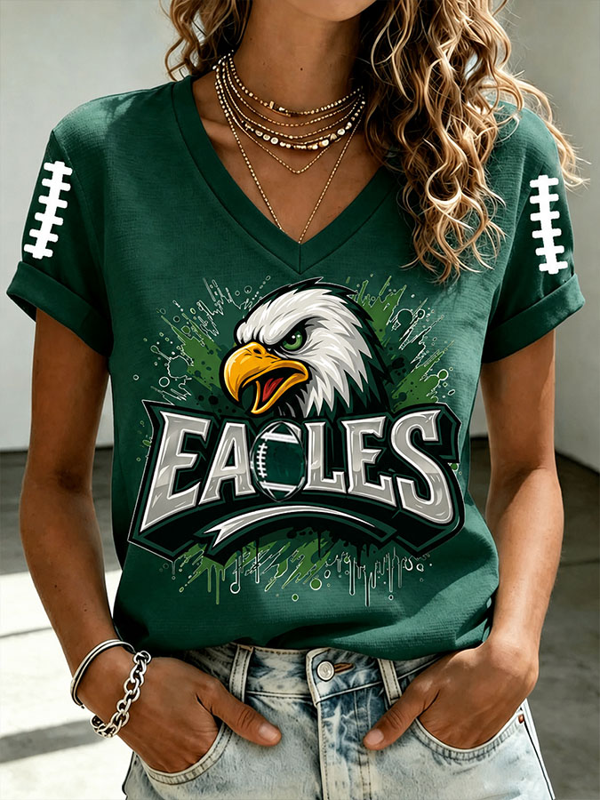 Women'S Football Print Short-Sleeve T-Shirt