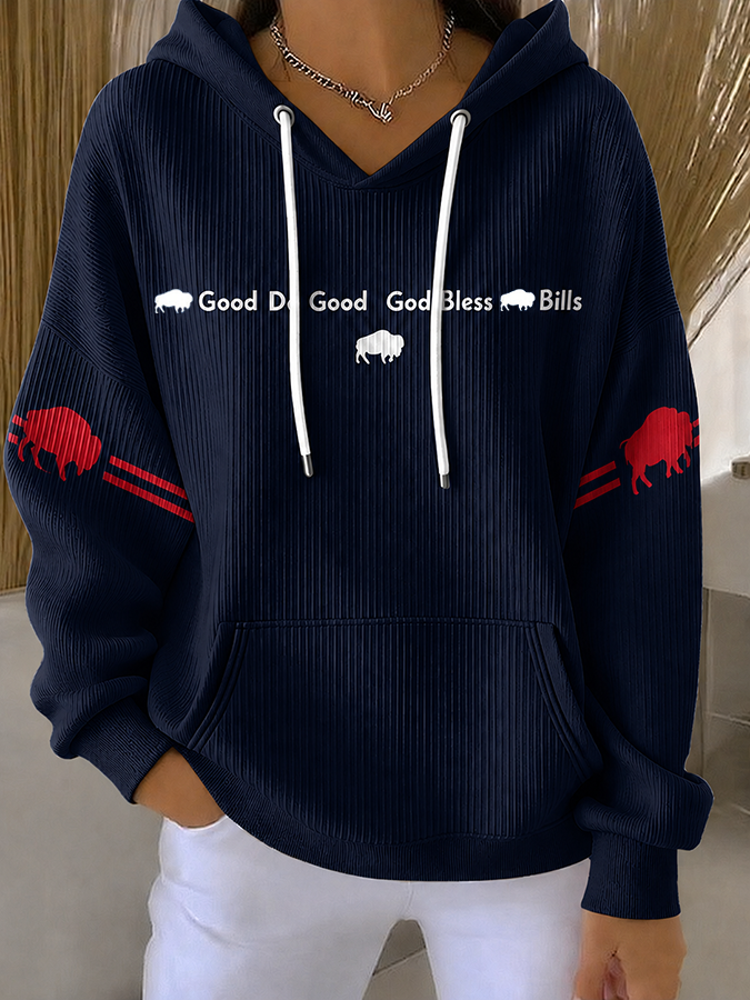 Women'S Football Casual Printed Hoodie