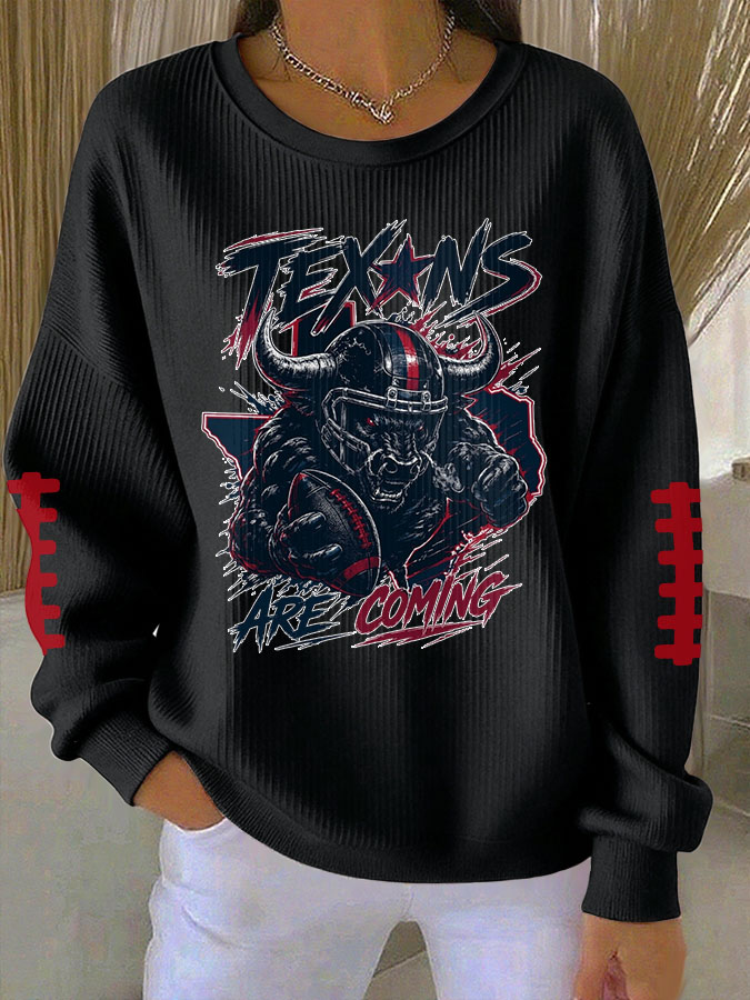 Women'S Football Print Hooded Sweatshirt