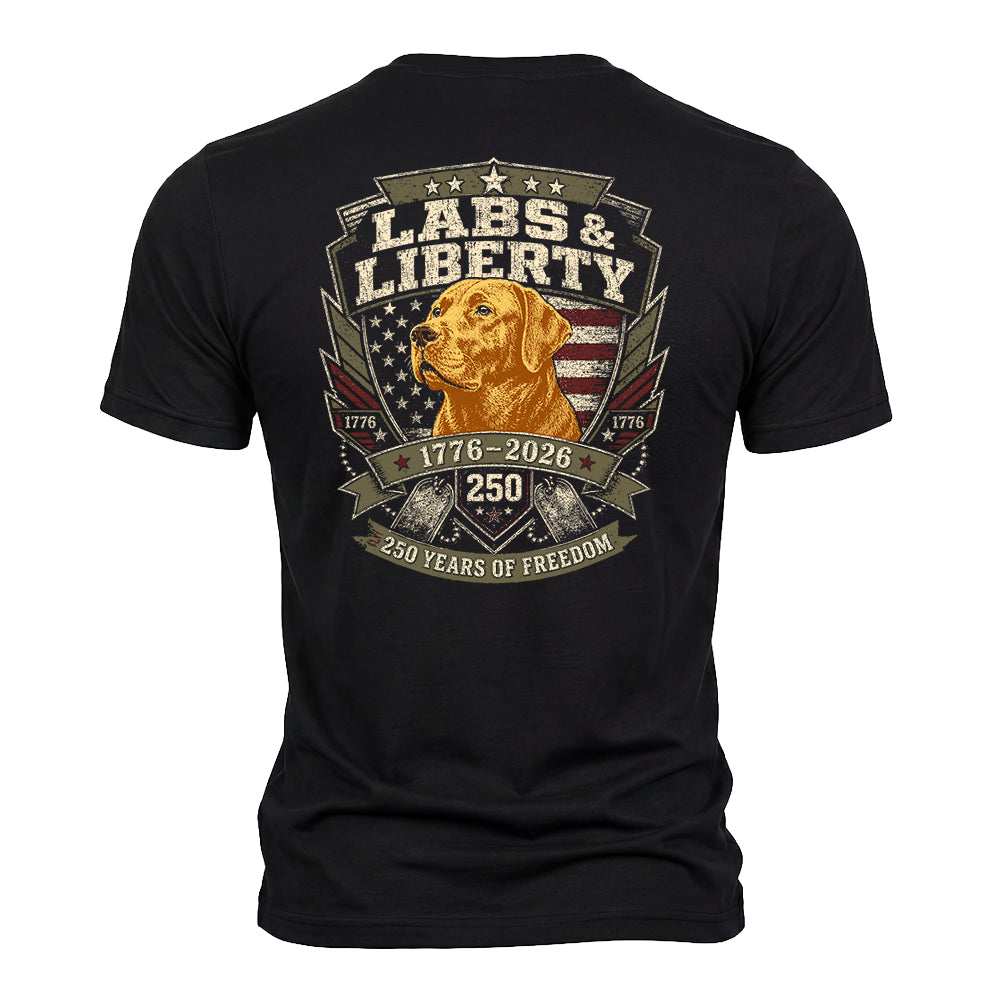 Labs & Liberty Yellow Lab Black Tee
