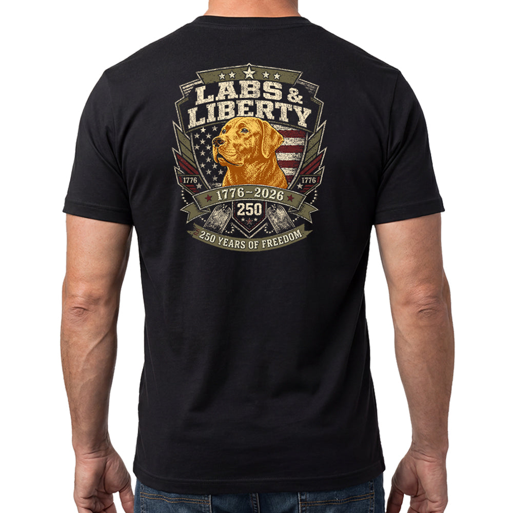 Labs & Liberty Yellow Lab Black Tee