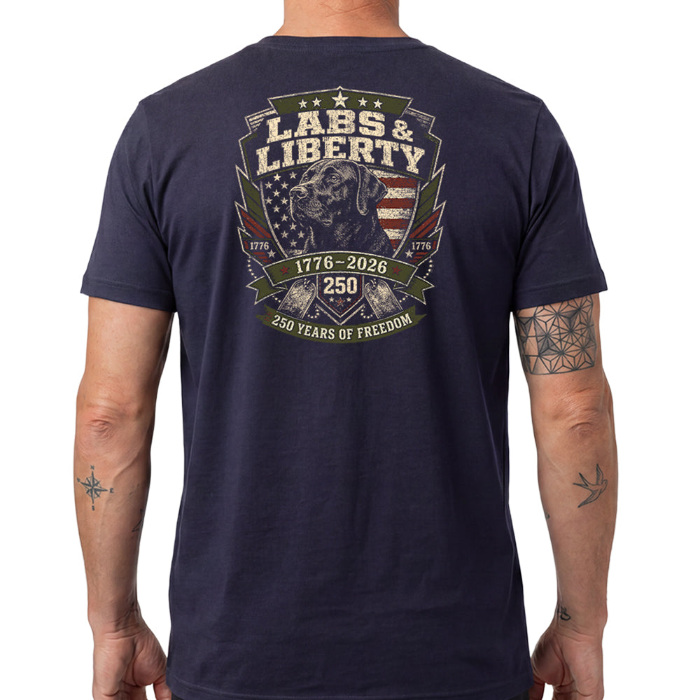 Labs & Liberty Black Lab Navy Tee