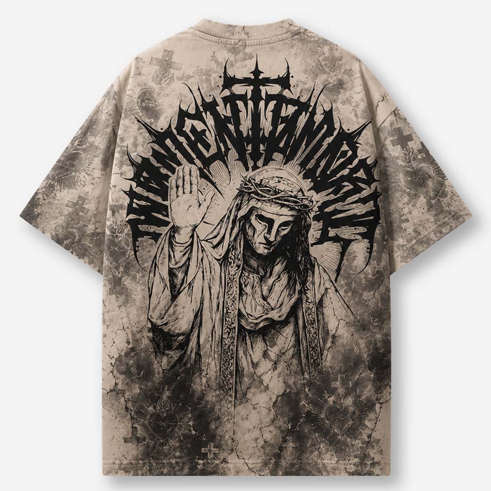 Masked King Memento Mori Eco Oversized Graphic Tees · GRS Certified