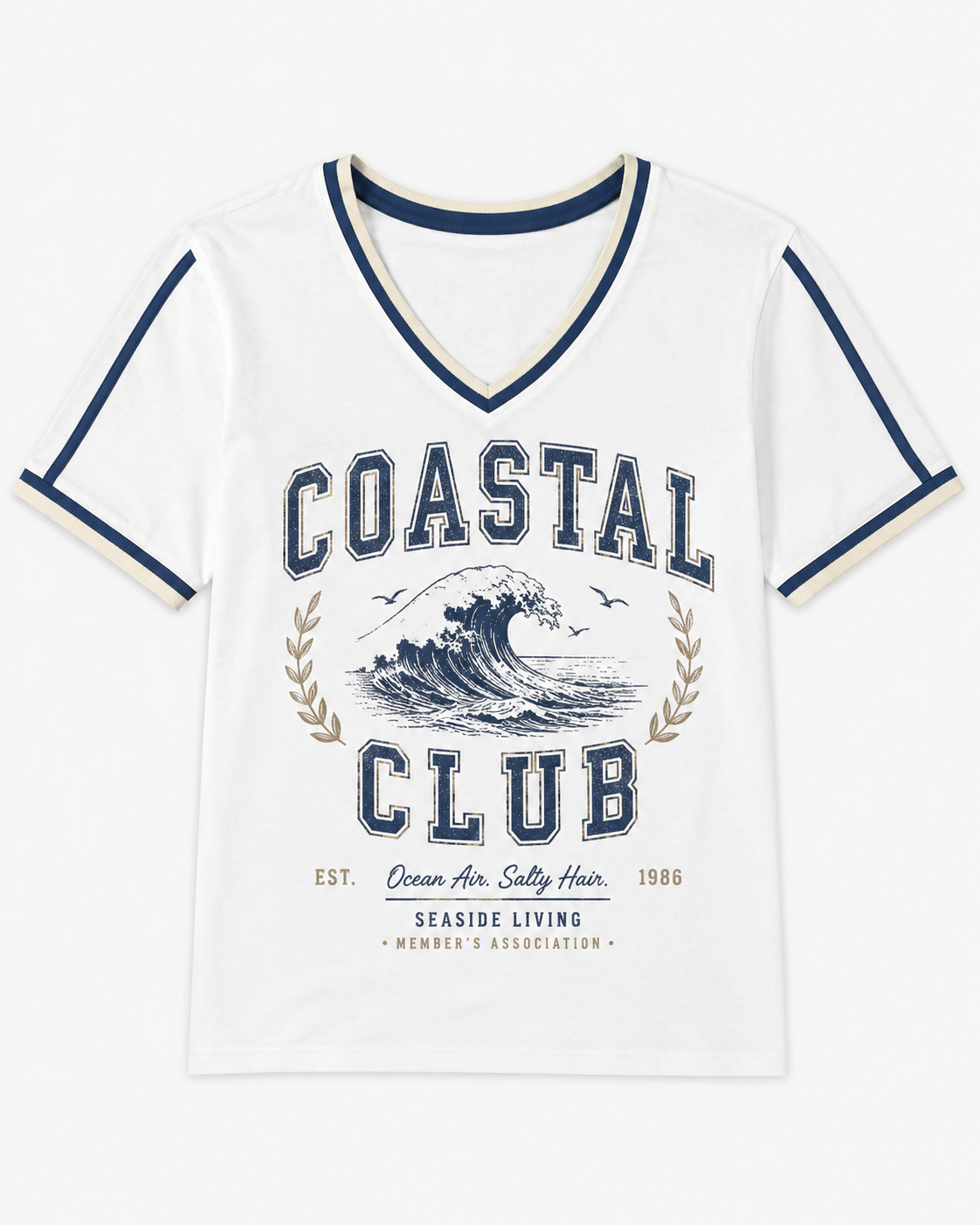 Seaside Racquet Club Retro V-Neck Tee