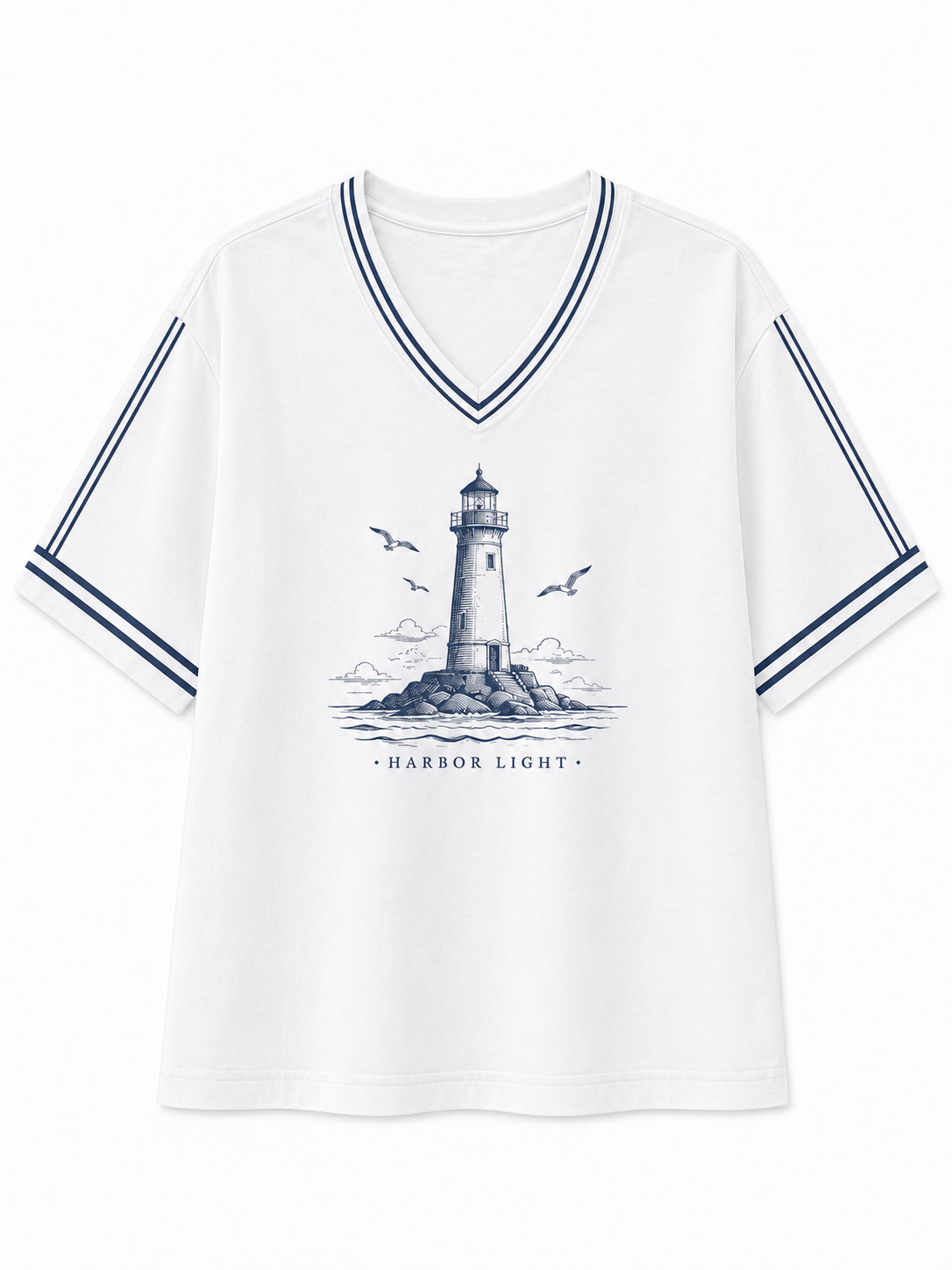 Harbor Light Coastal V-Neck Tee