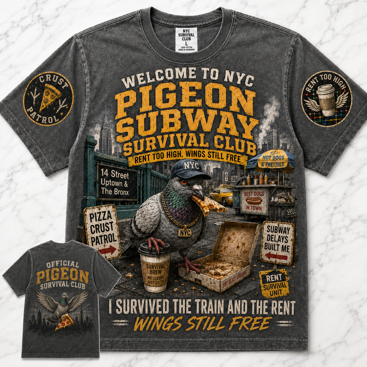 NYC Pigeon Subway Survival Club T-Shirt