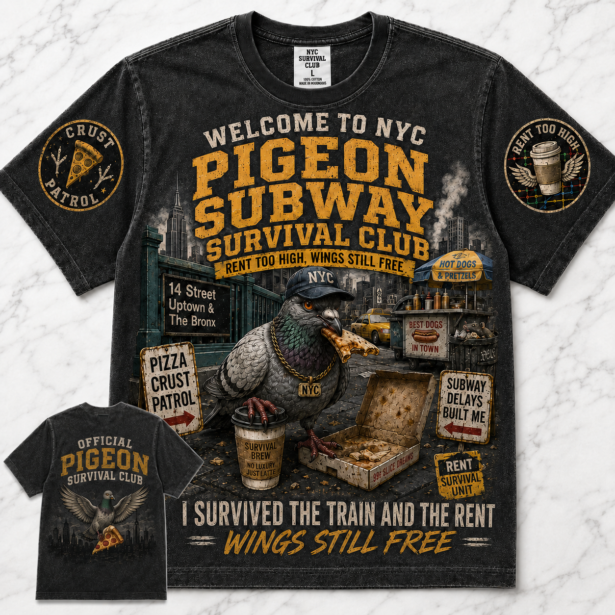 NYC Pigeon Subway Survival Club T-Shirt