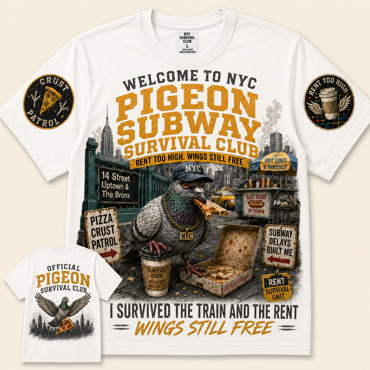 NYC Pigeon Subway Survival Club T-Shirt