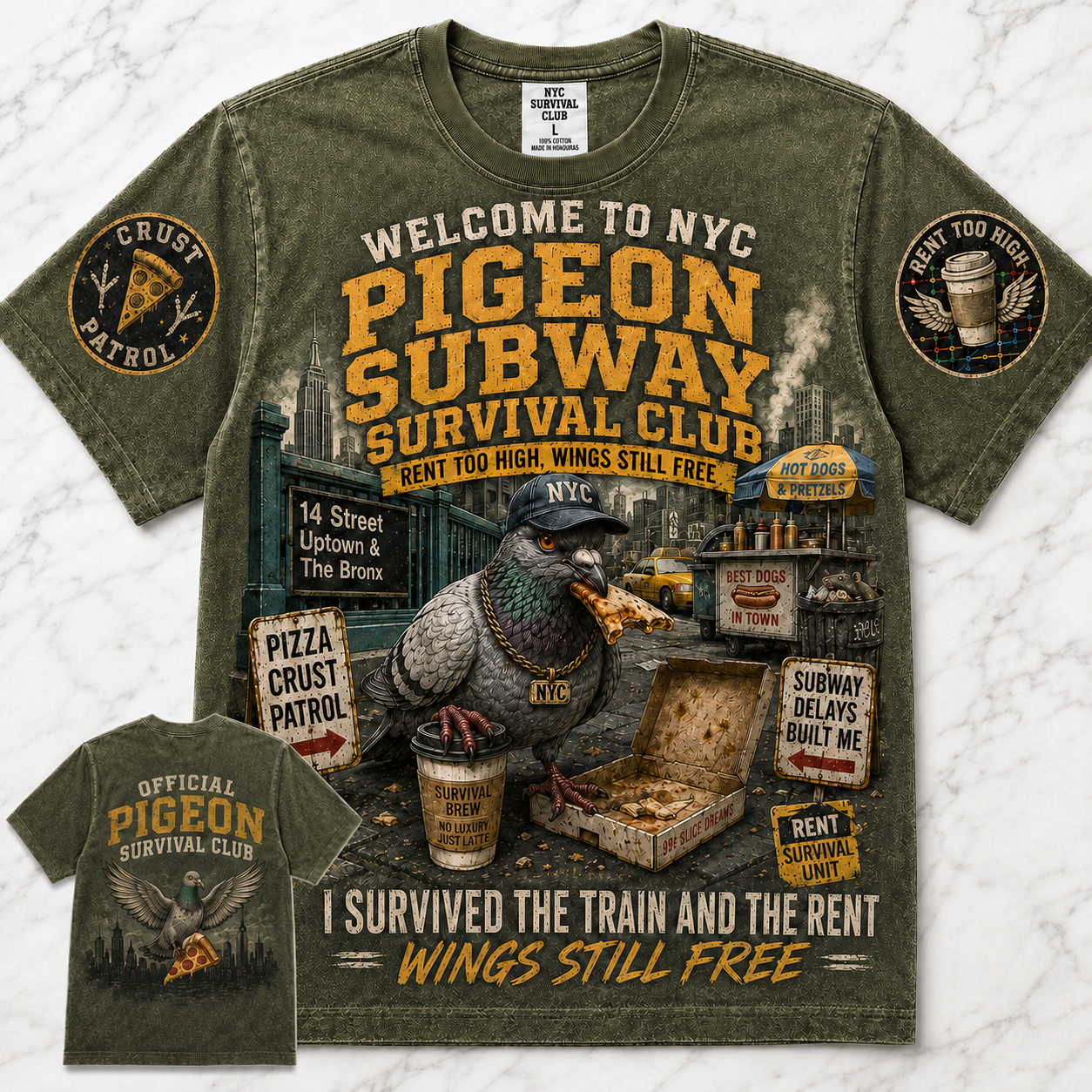 NYC Pigeon Subway Survival Club T-Shirt