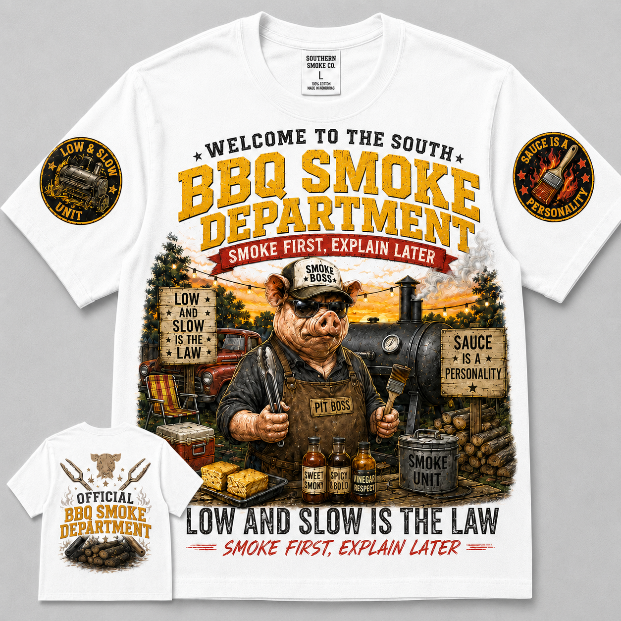 BBQ Smoke Department Pig T-Shirt