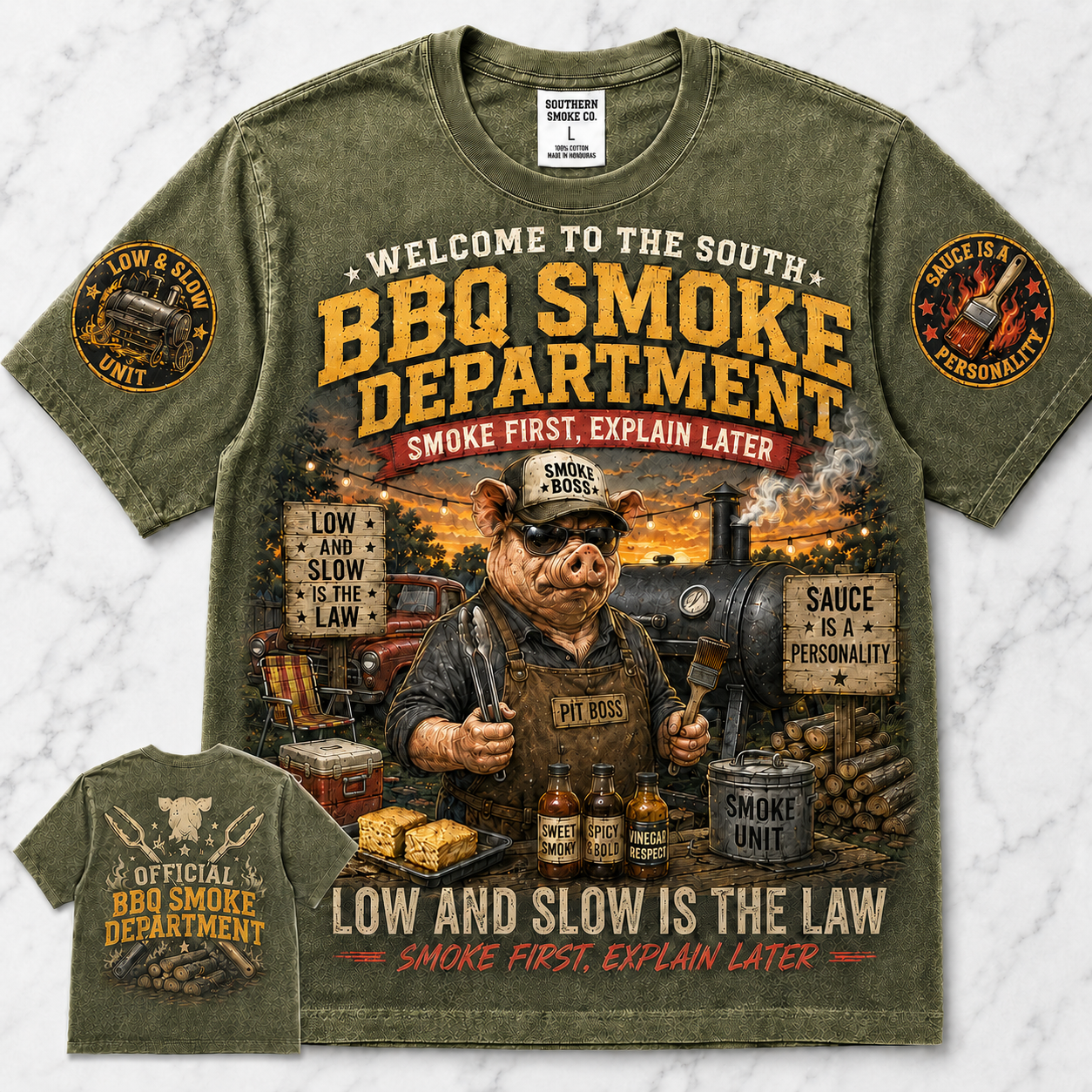 BBQ Smoke Department Pig T-Shirt