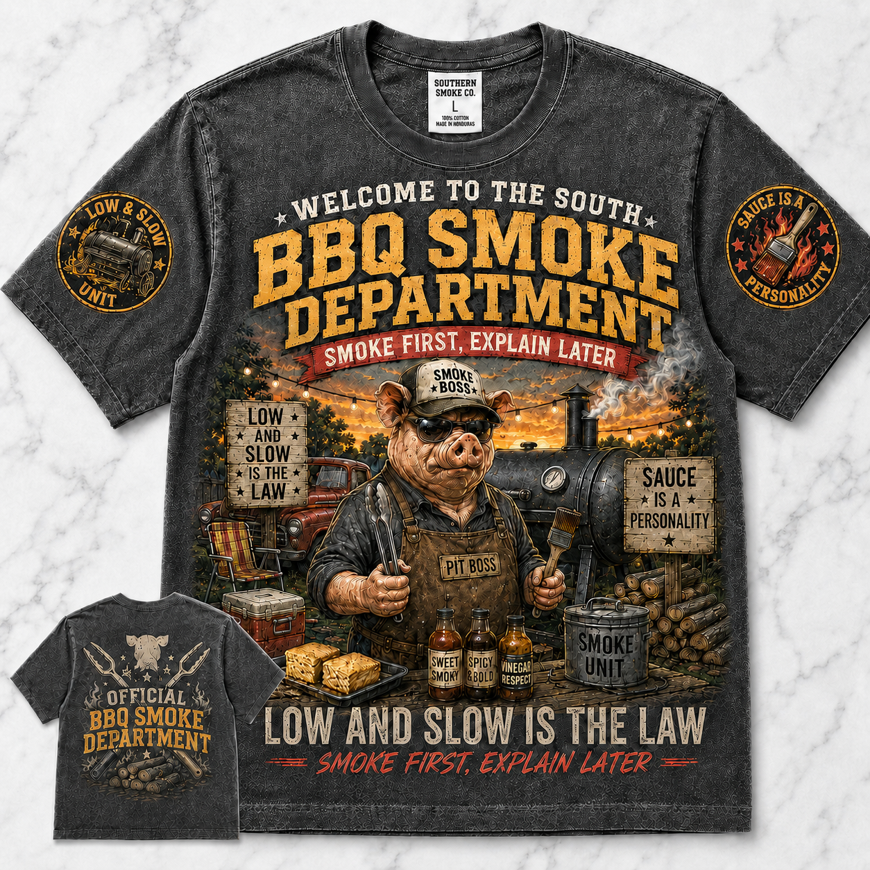 BBQ Smoke Department Pig T-Shirt