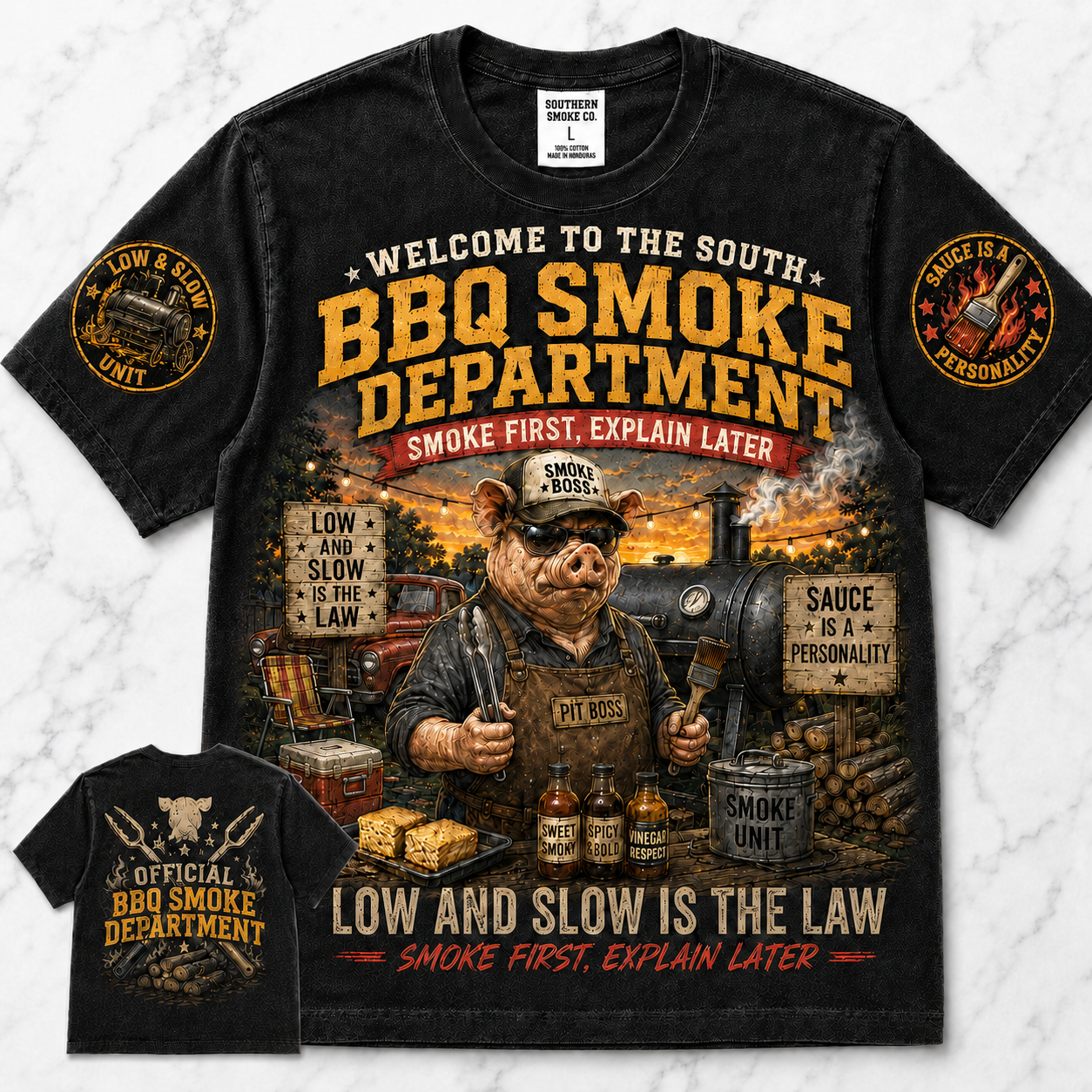 BBQ Smoke Department Pig T-Shirt