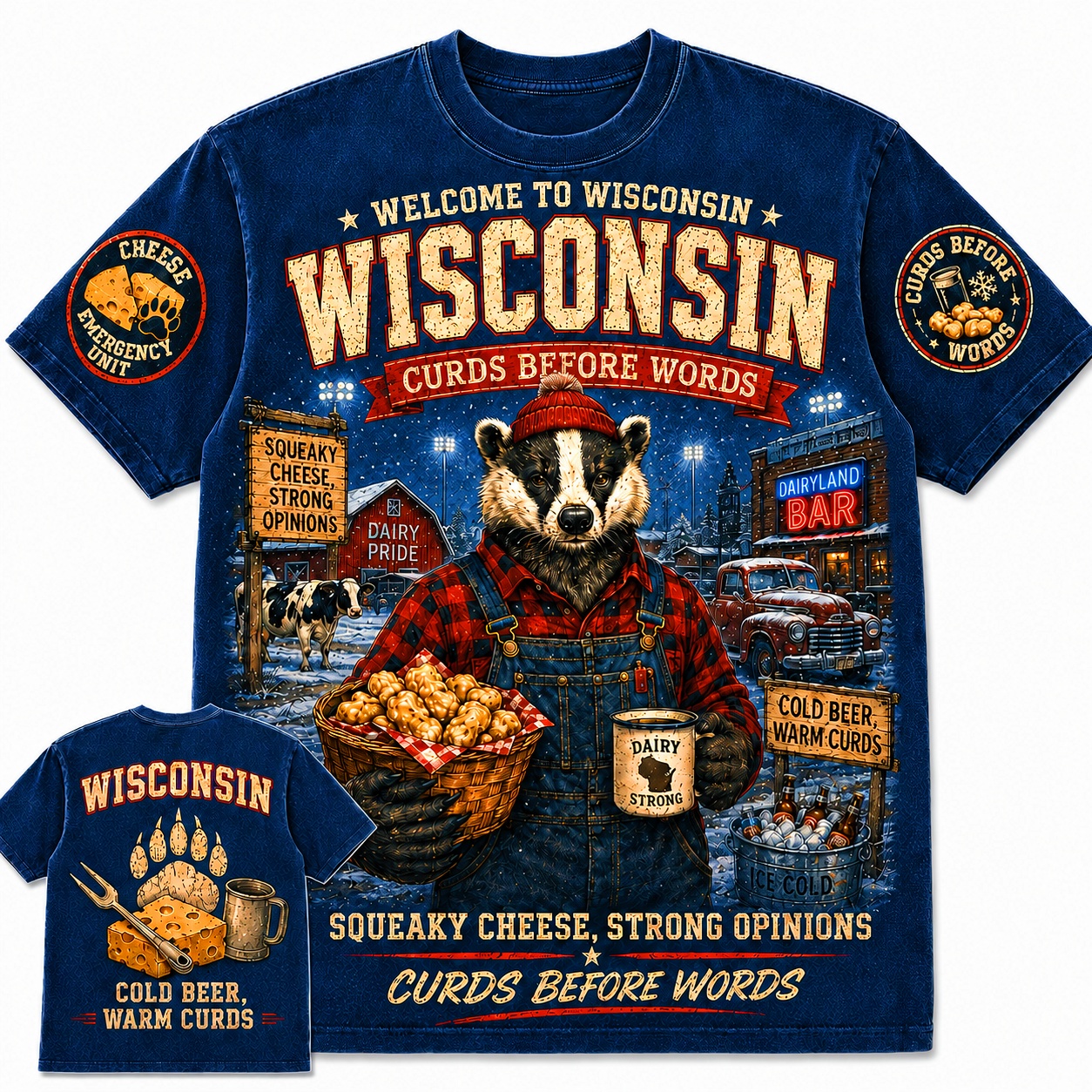 Wisconsin Curds Before Words Badger T-Shirt